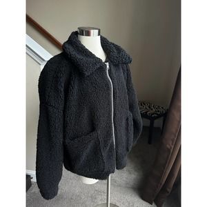 Wild fable black sherpa, teddy jacket, oversized, size XS/S